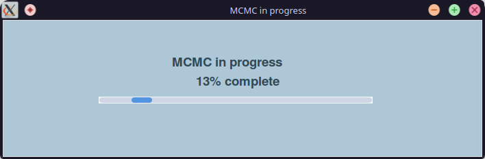A screenshot of the MCMC progress bar popup